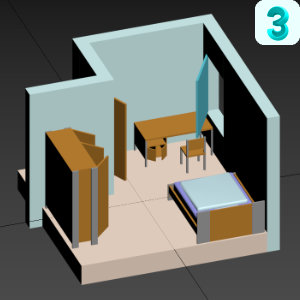 3D Modell eines Zimmers