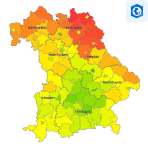 Karte der Bevölkerungsentwicklung in Bayern